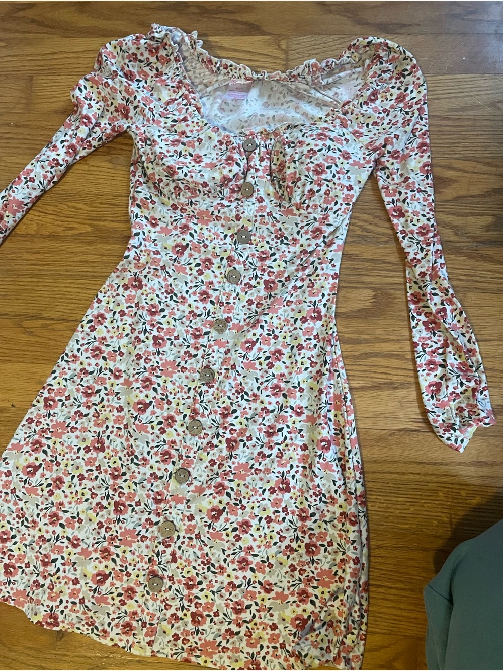 No Boundaries Pink Floral Button-Front Mini Dress